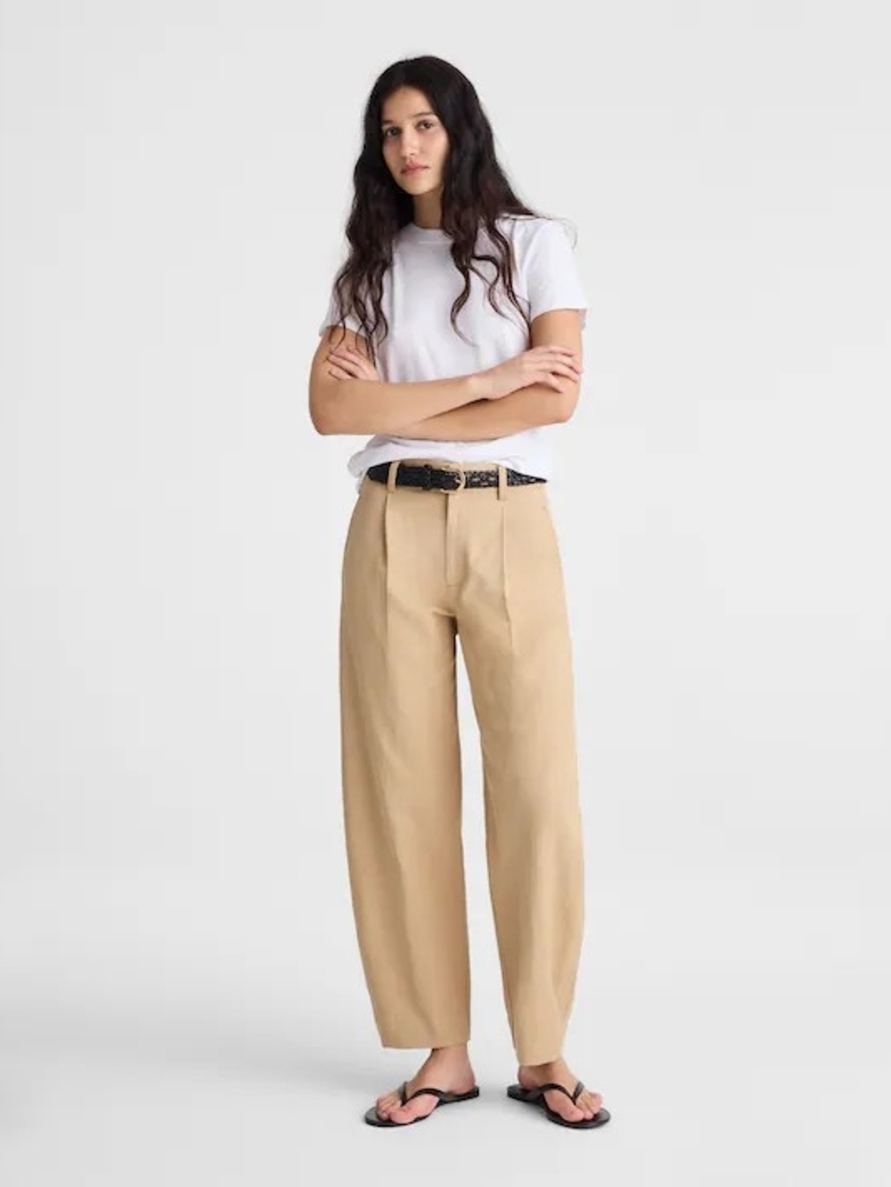 Madewell The Barrel-leg Pant In Drapey Twill Sz 6 Like New (worn 1x) Light Fawn